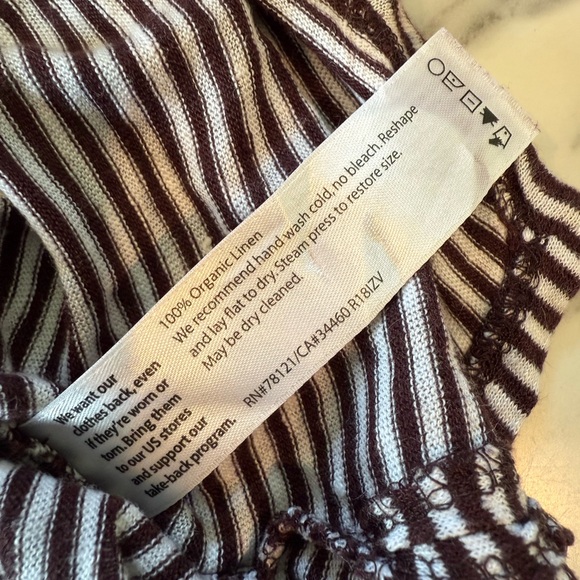 Eileen Fisher 100% Organic Linen Square Neck Striped Tee - Picture 3 of 7